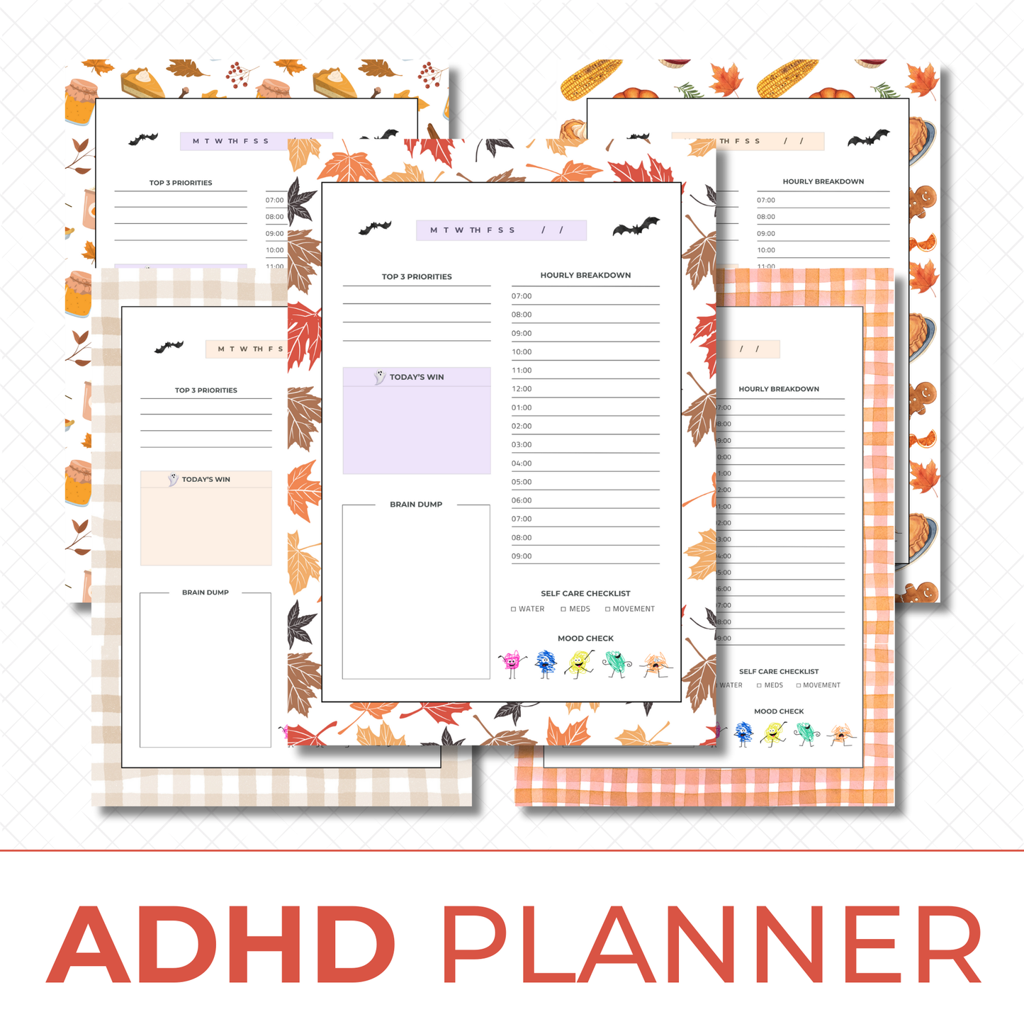 Fall ADHD Planner Printable Bundle | Autumn Daily Planner PDF for Focus & Organization
