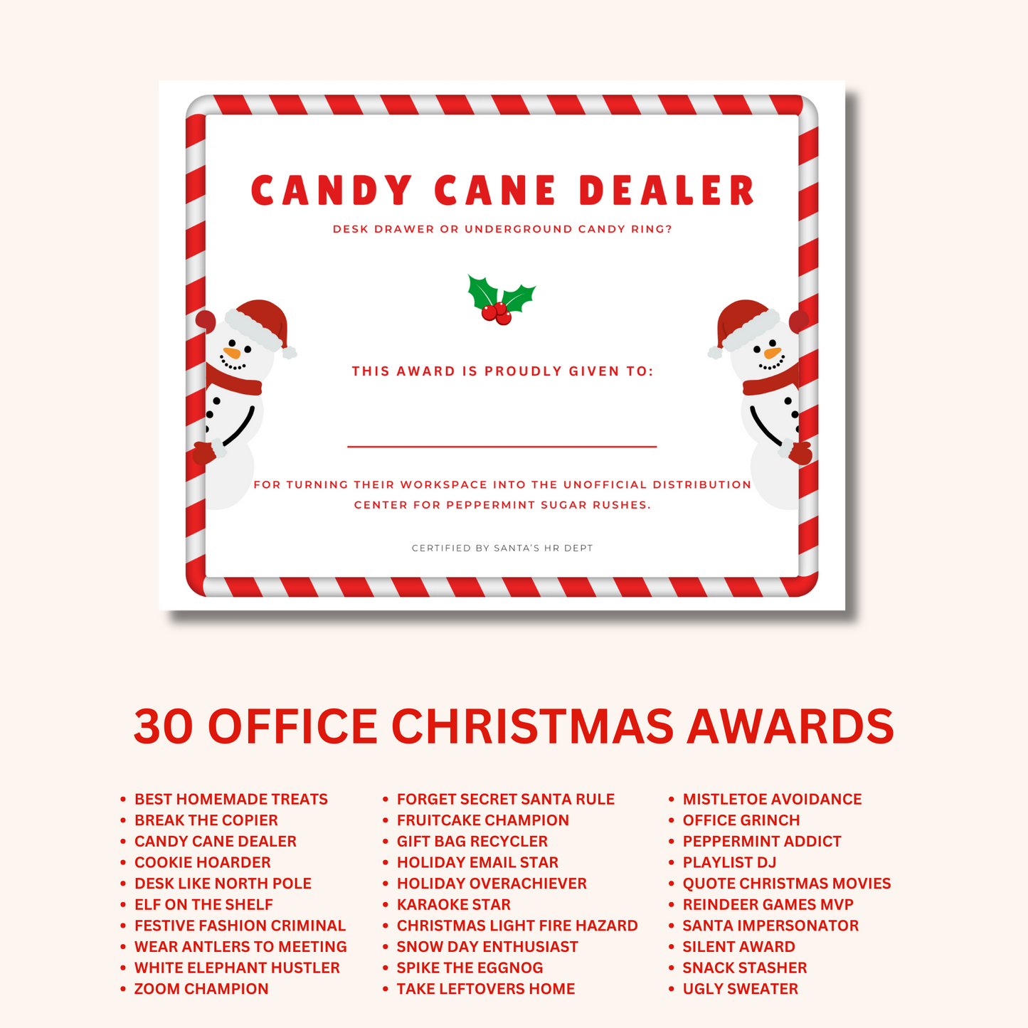 30 Funny Office Christmas Awards – Printable Holiday Party Certificates