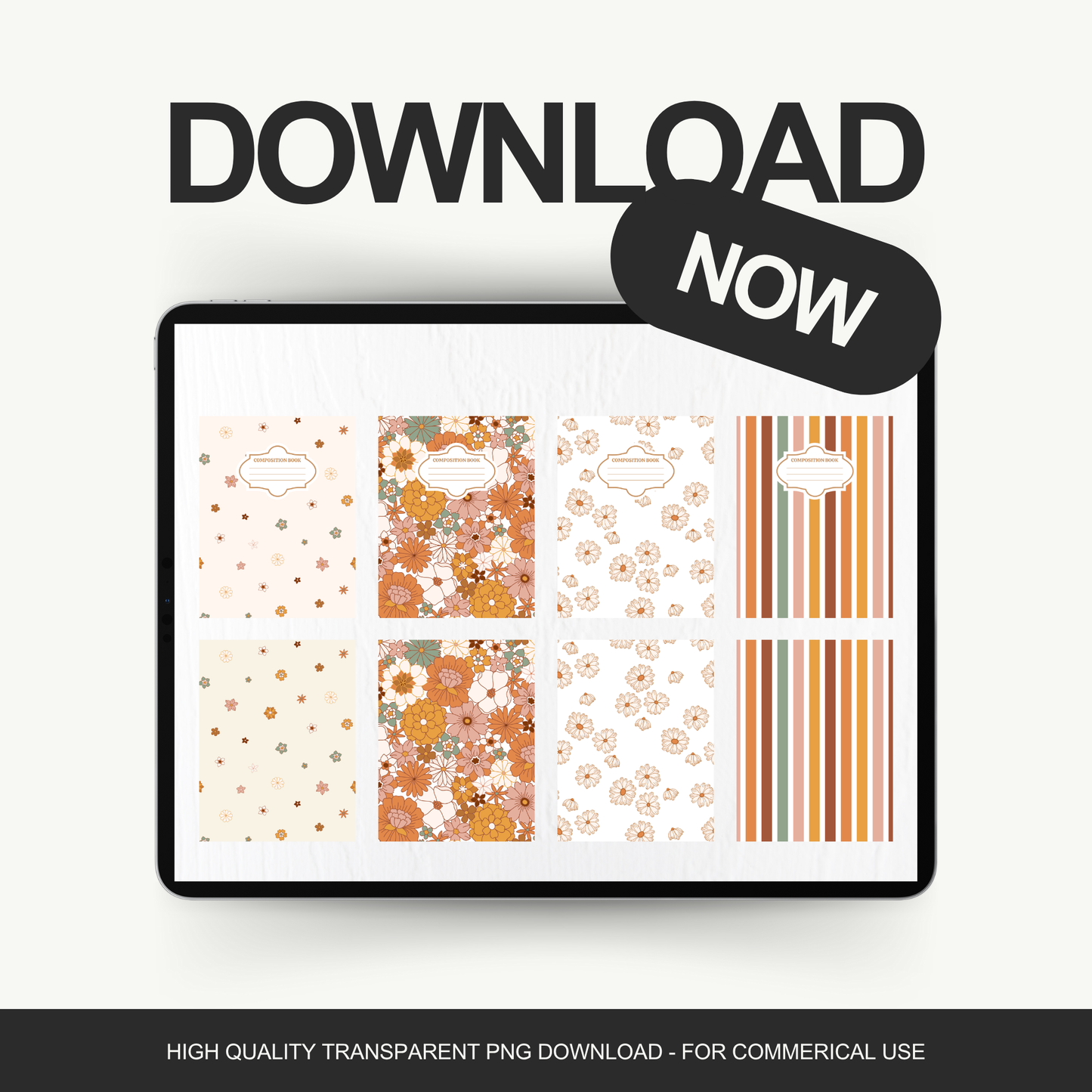 Floral Boho - 4 Digital Notebook Cover