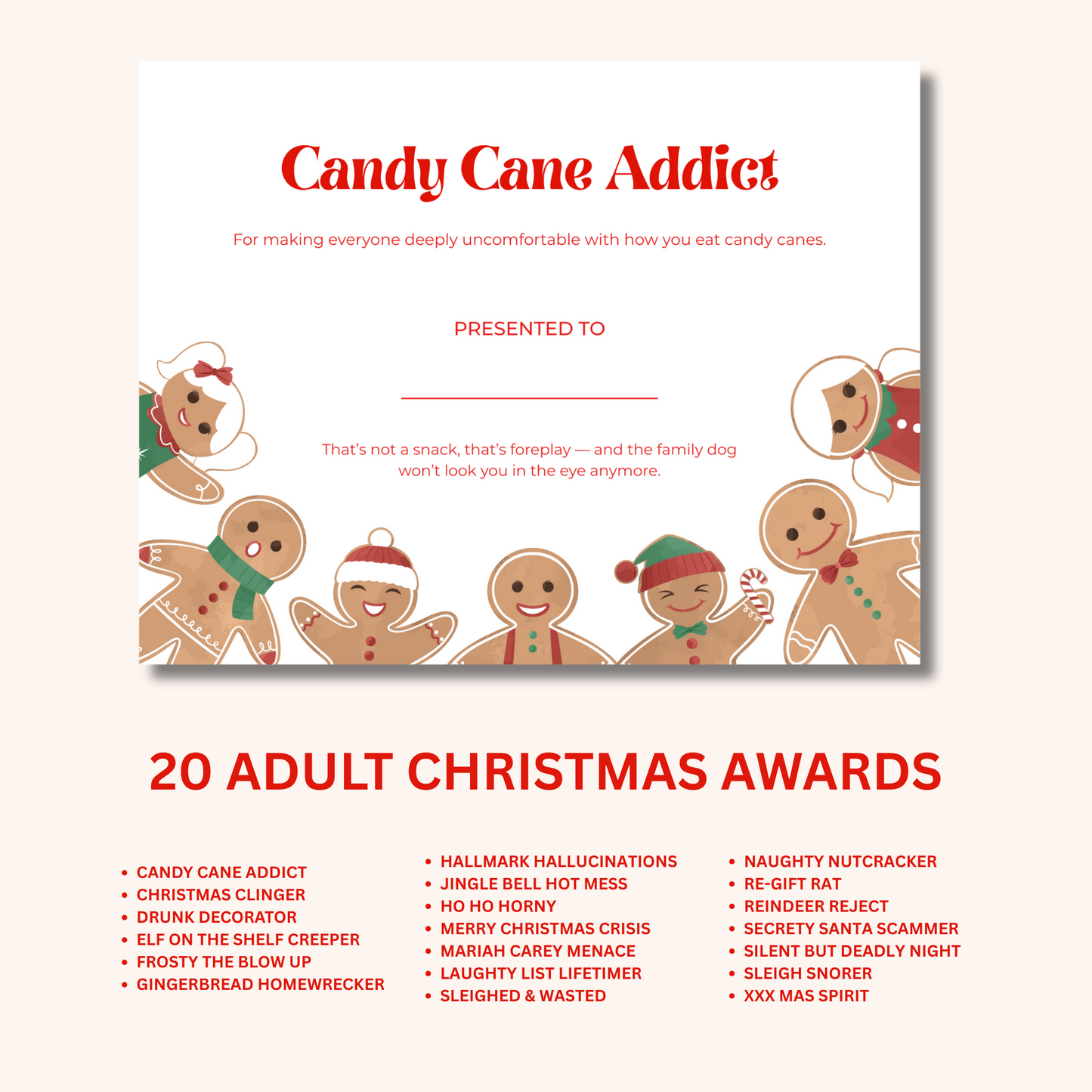 20 Funny Adult Christmas Awards – Printable Holiday Party Game