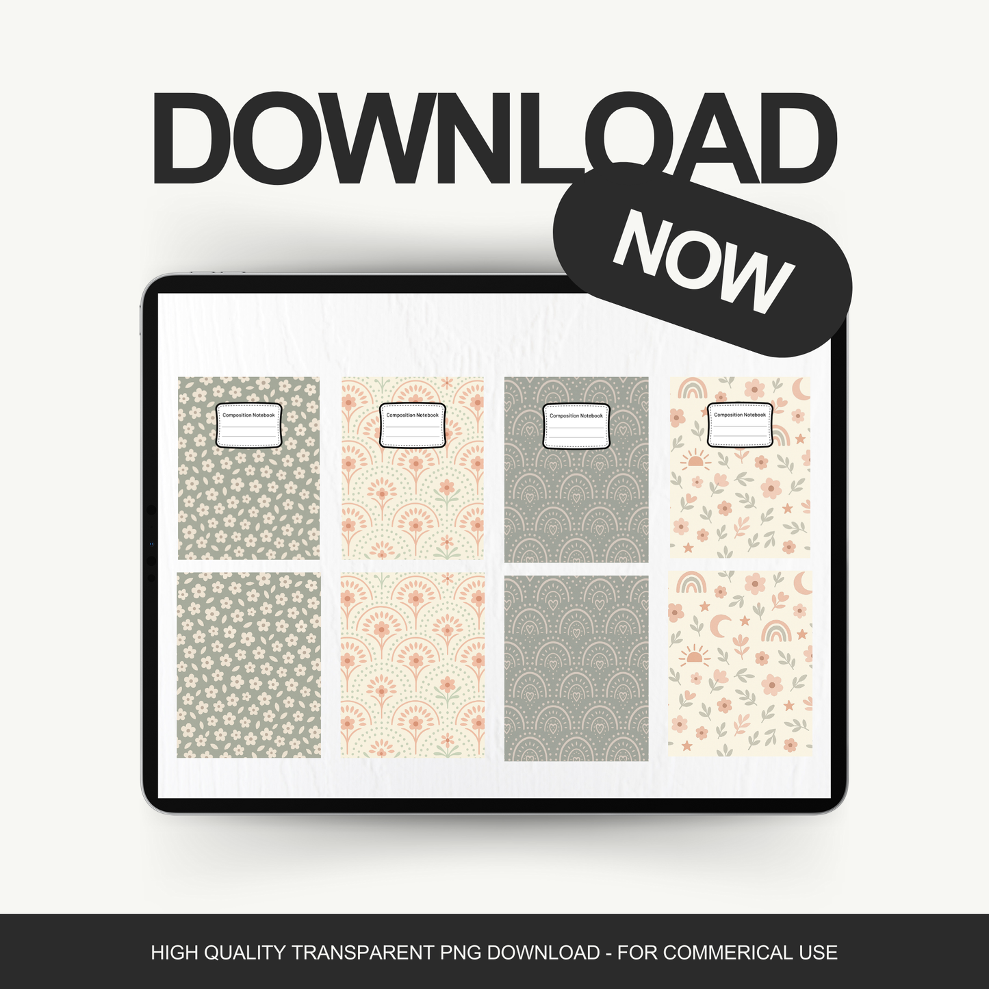 Boho Pastel - 4 Digital Notebook Cover