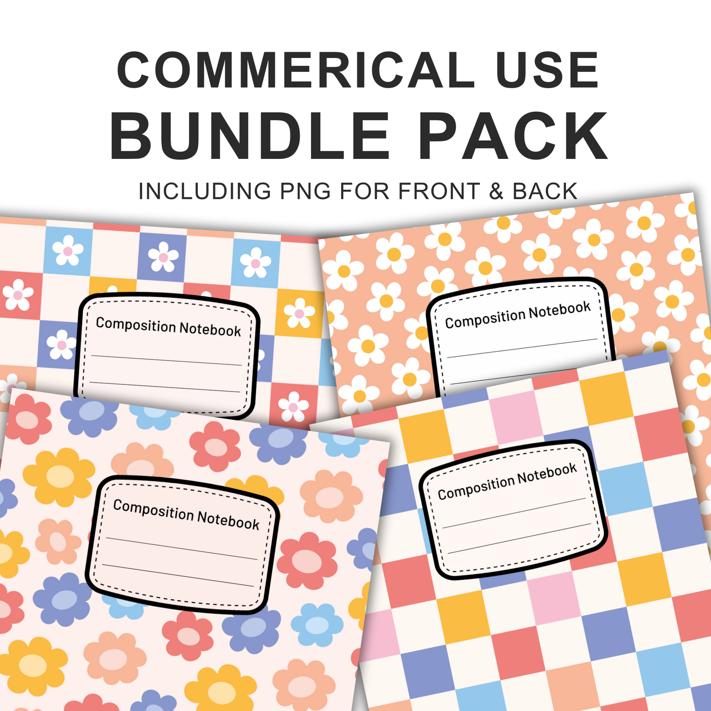 Checkers + Floral - 4 Digital Notebook Cover