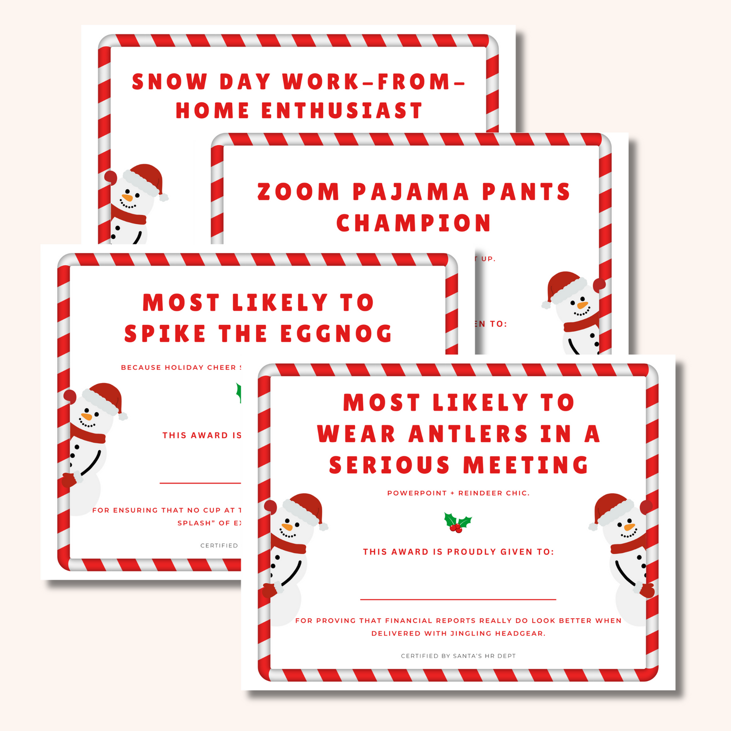30 Funny Office Christmas Awards – Printable Holiday Party Certificates