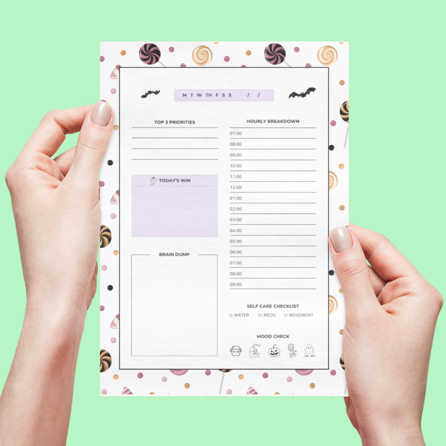 Halloween ADHD Planner Printable | Spooky Daily Planner PDF with Brain Dump & Self-Care Checklist