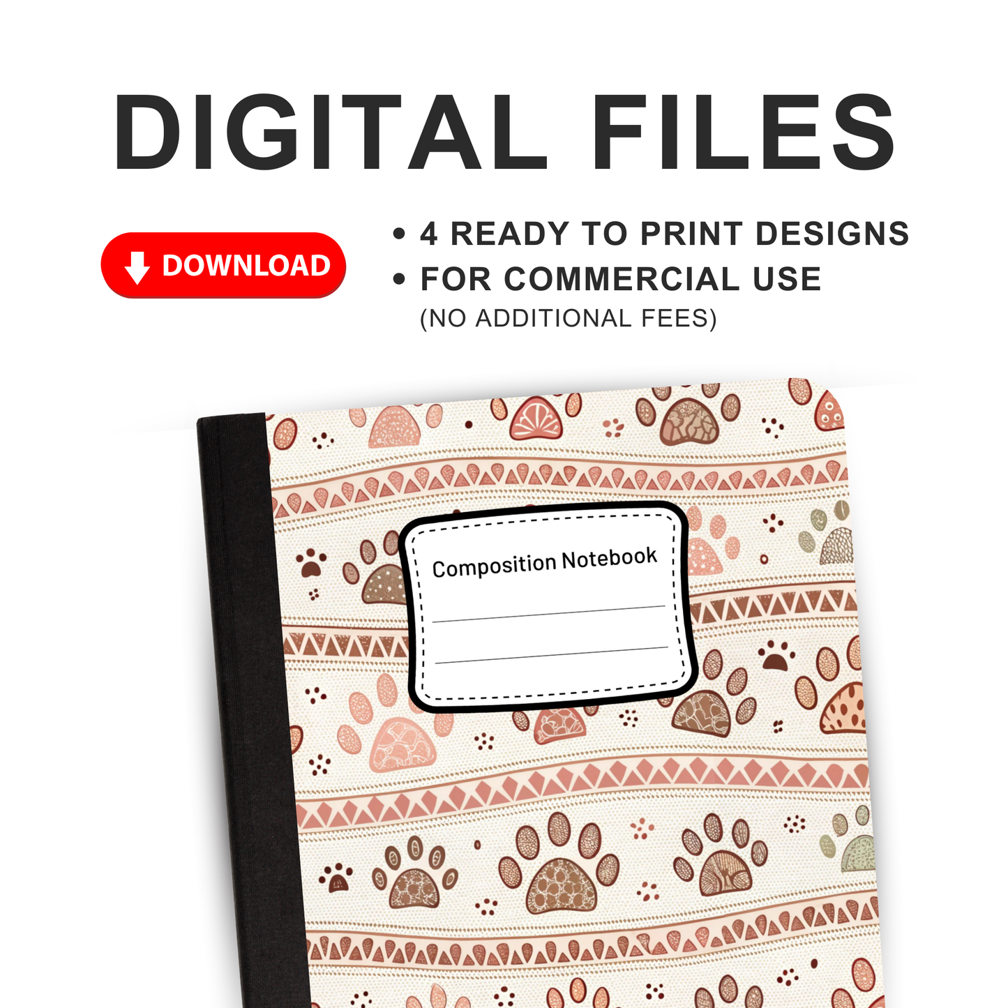 Dog Paws - 4 Digital Notebook Cover