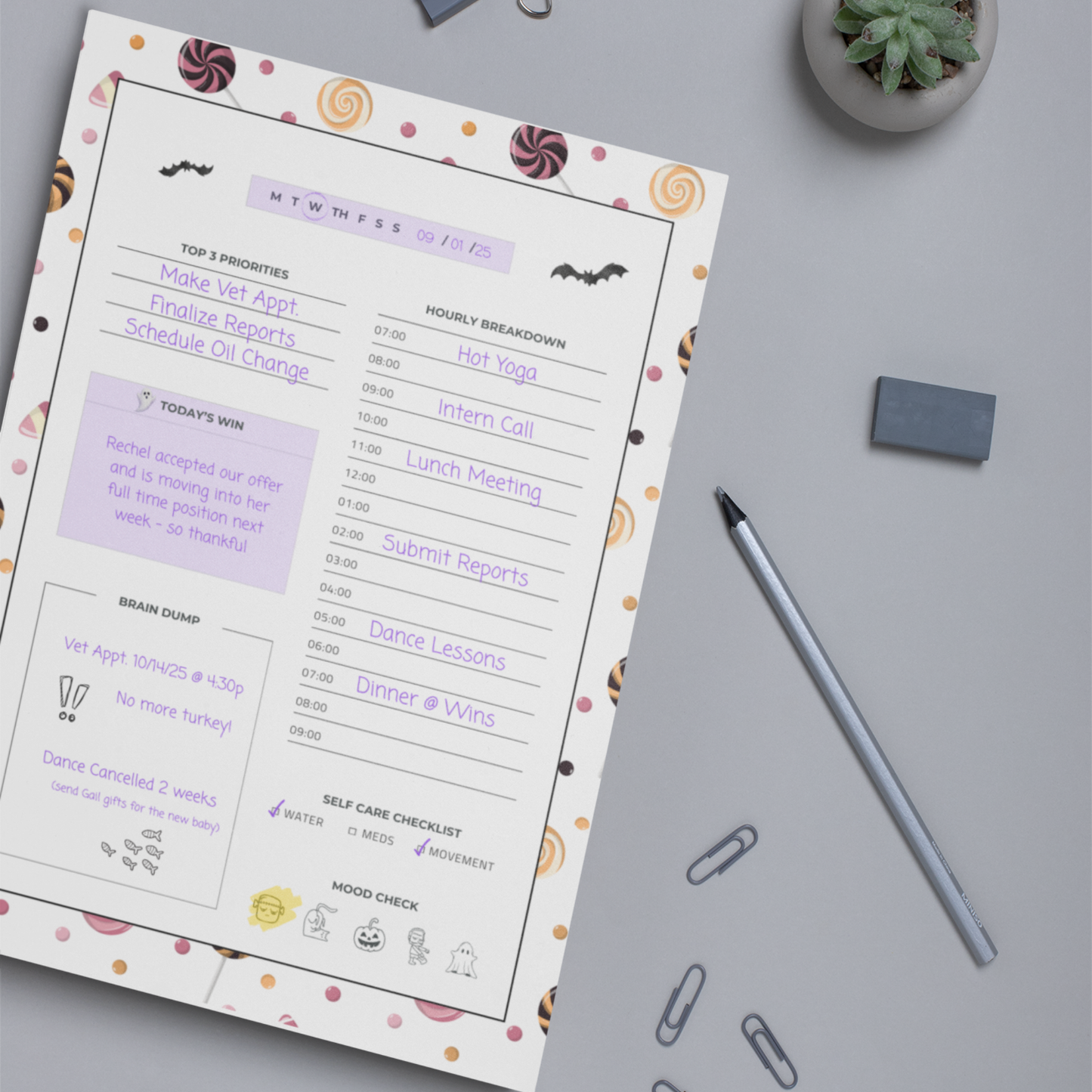 Halloween ADHD Planner Printable | Spooky Daily Planner PDF with Brain Dump & Self-Care Checklist