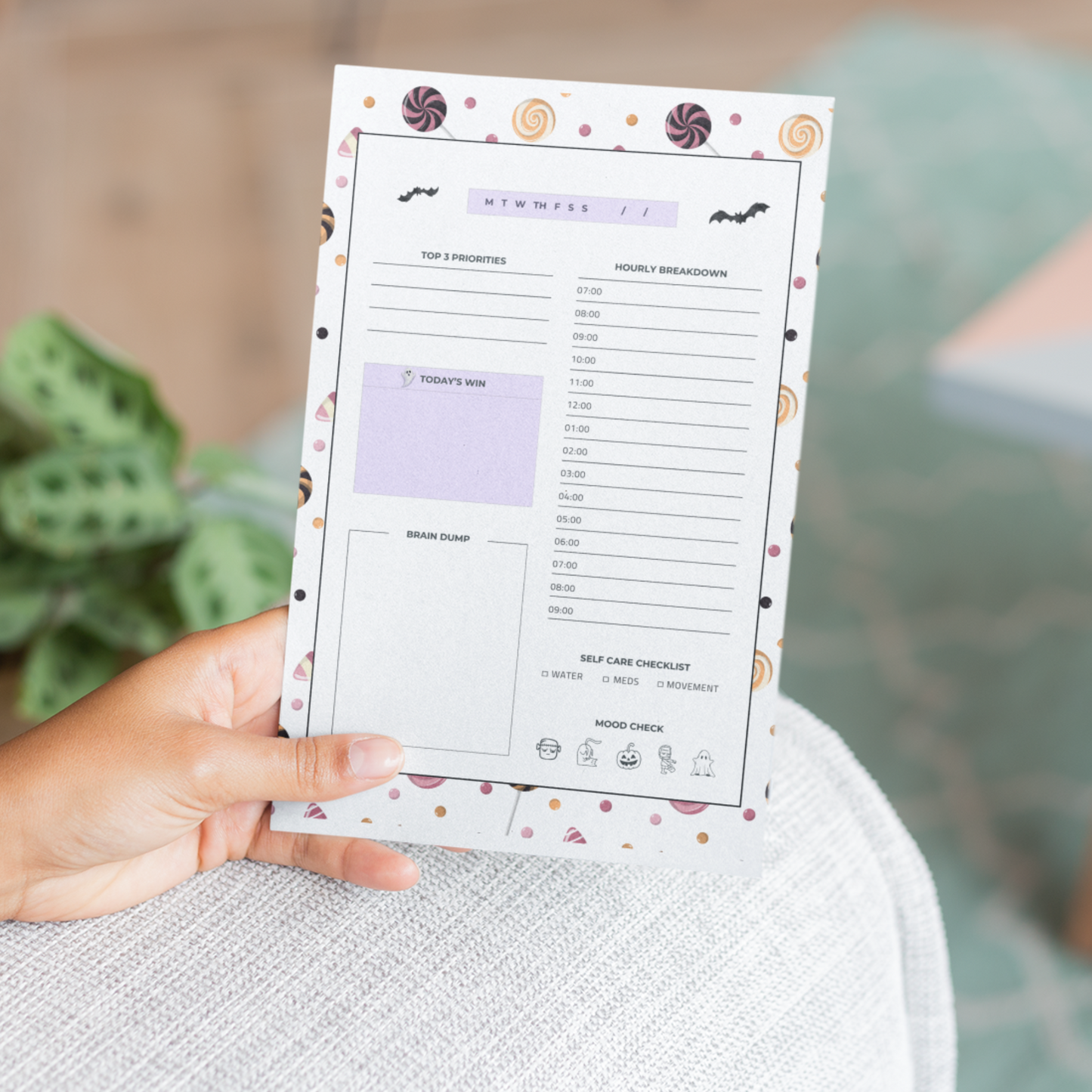 Halloween ADHD Planner Printable | Spooky Daily Planner PDF with Brain Dump & Self-Care Checklist