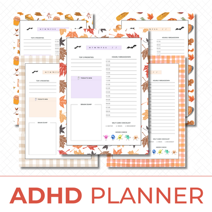 Fall ADHD Planner Printable Bundle | Autumn Daily Planner PDF for Focus & Organization