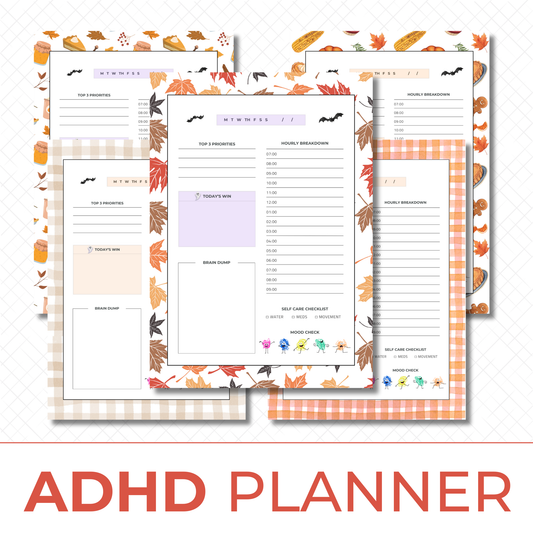 Fall ADHD Planner Printable Bundle | Autumn Daily Planner PDF for Focus & Organization