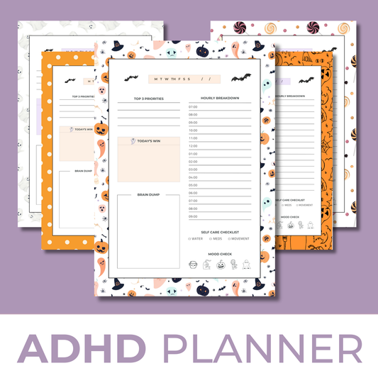 Halloween ADHD Planner Printable | Spooky Daily Planner PDF with Brain Dump & Self-Care Checklist