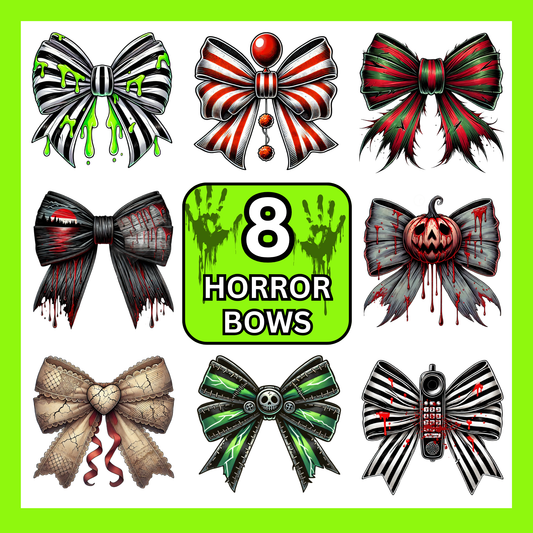 Horror Bow Digital Bundle | 8 Creepy Cute Clipart PNGs