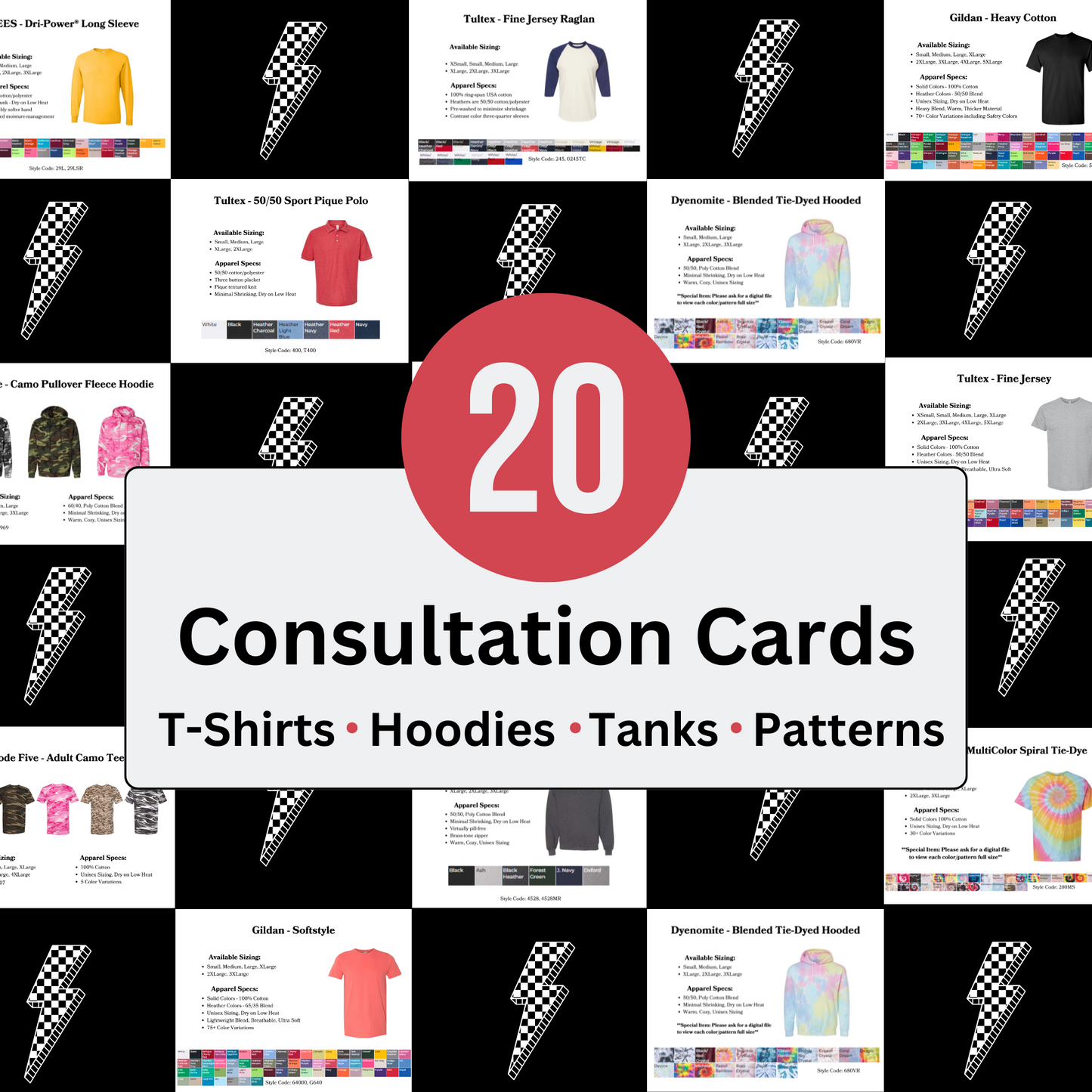 Consultation Cards DTF TRANSFERS - 20 Printable Apparel Consultation Cards for Custom Creators