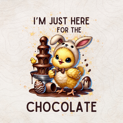 I’m Just Here for the Chocolate - Easter Chick Digital PNG for Sublimation & Printing