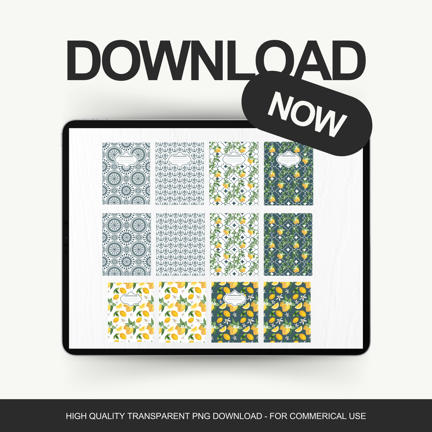 Classy Lemons - 4 Digital Notebook Cover