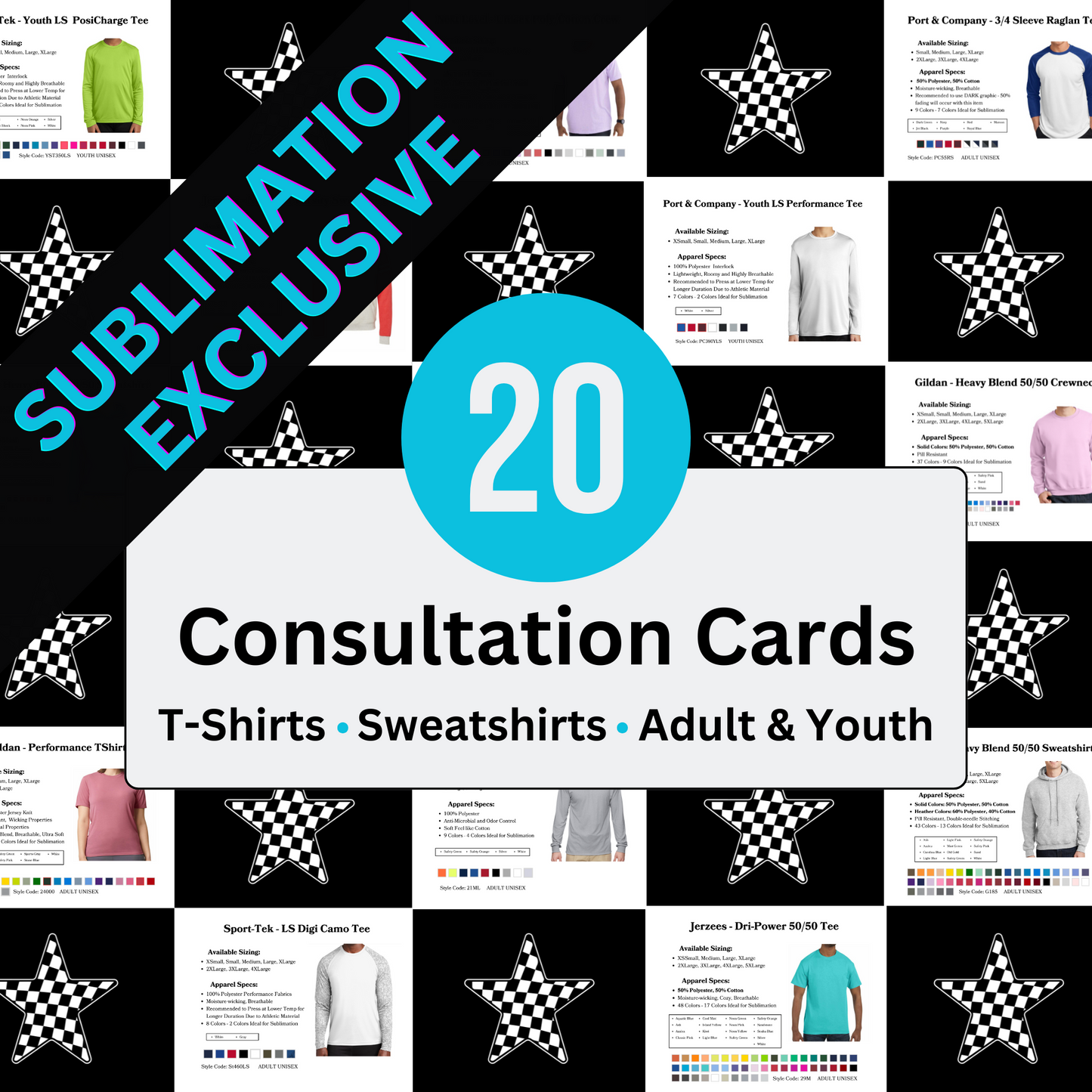 Sublimation Apparel Consultation Cards - 20 Exclusive Cards for Sublimation Apparel