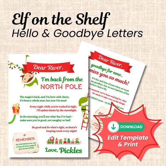 Editable Elf on the Shelf Hello & Goodbye Notes – 100% Customizable Canva Template – Instant Download & Print