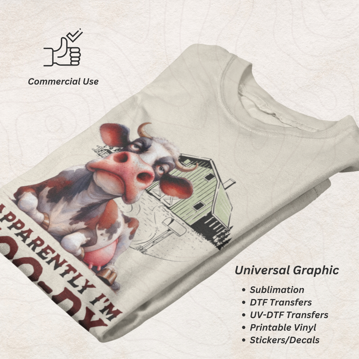 MOO-DY Funny Cow Sublimation Design | Digital Download