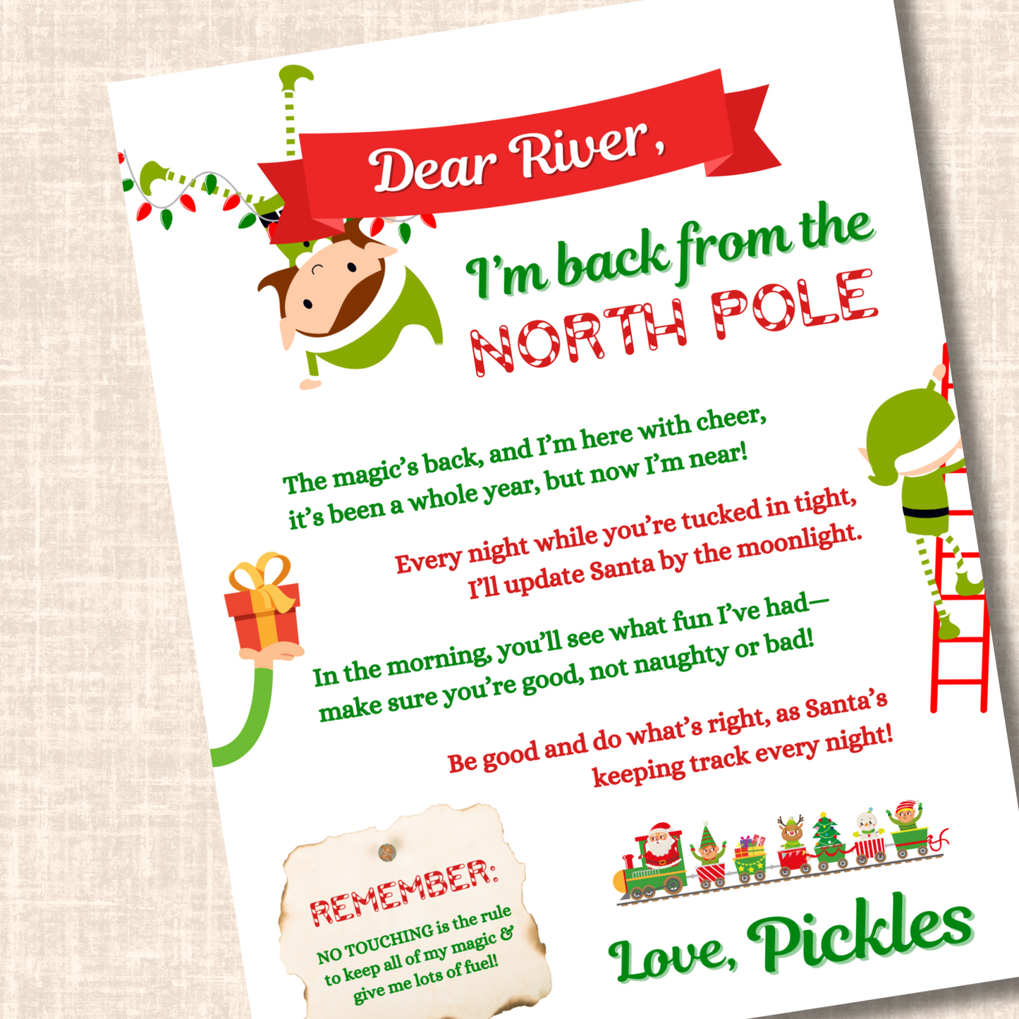Editable Elf on the Shelf Hello & Goodbye Notes – 100% Customizable Canva Template – Instant Download & Print