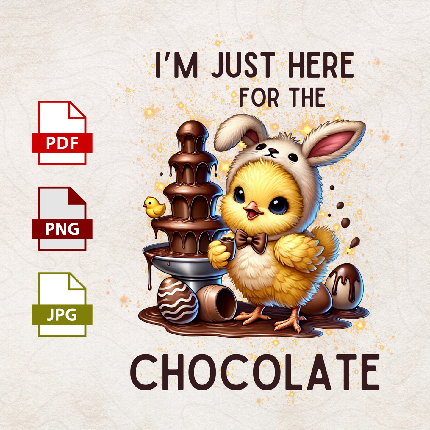 I’m Just Here for the Chocolate - Easter Chick Digital PNG for Sublimation & Printing
