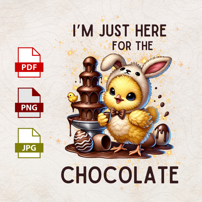 I’m Just Here for the Chocolate - Easter Chick Digital PNG for Sublimation & Printing