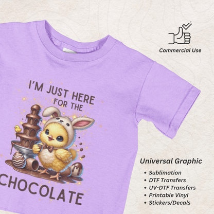 I’m Just Here for the Chocolate - Easter Chick Digital PNG for Sublimation & Printing