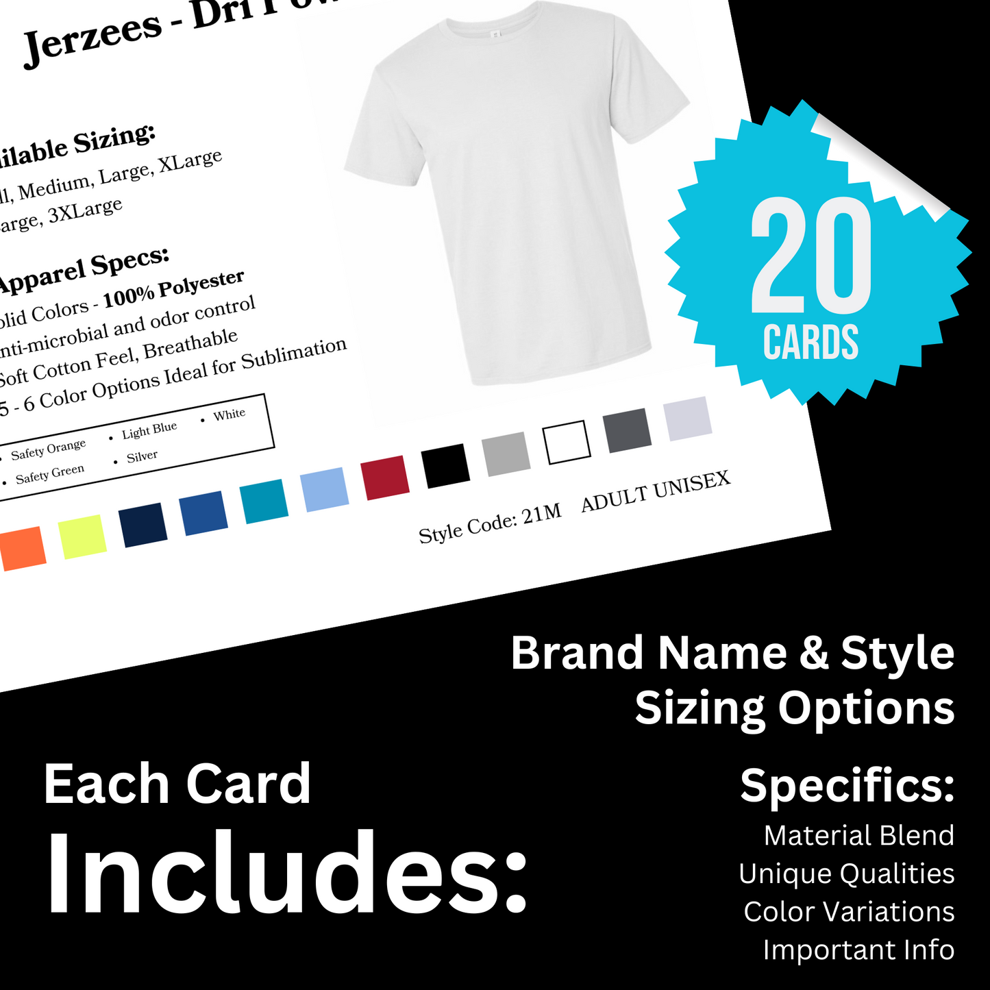 Sublimation Apparel Consultation Cards - 20 Exclusive Cards for Sublimation Apparel