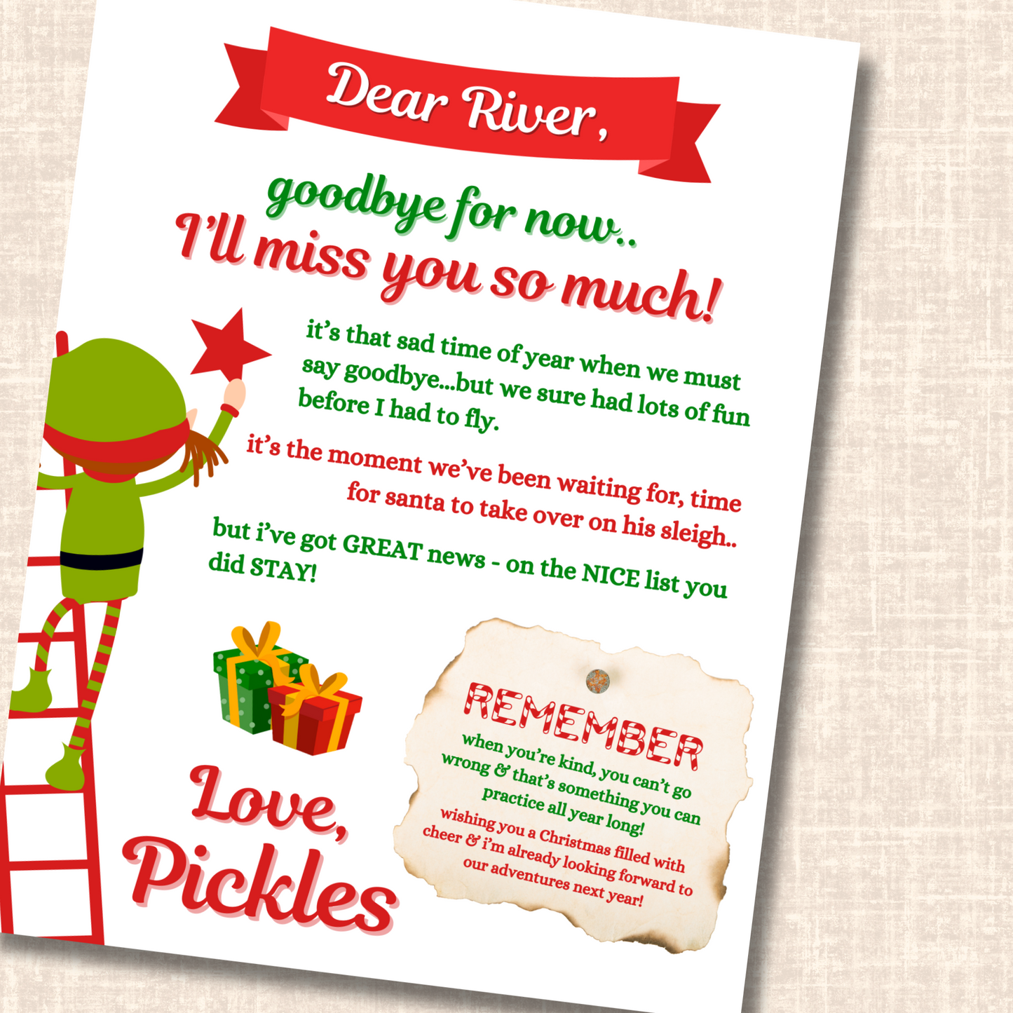 Editable Elf on the Shelf Hello & Goodbye Notes – 100% Customizable Canva Template – Instant Download & Print