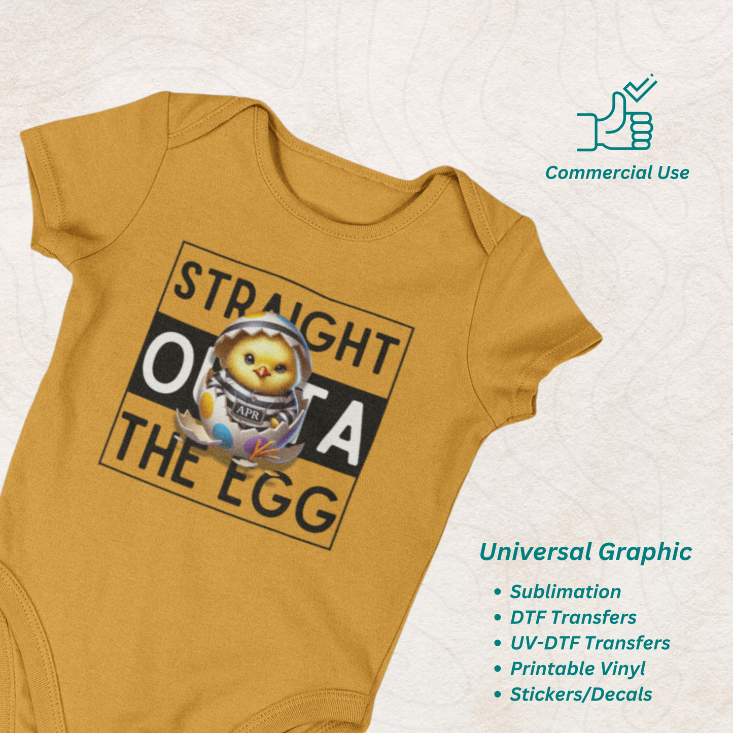Straight Outta the Egg PNG - Baby Easter Digital Design for Sublimation & Printing