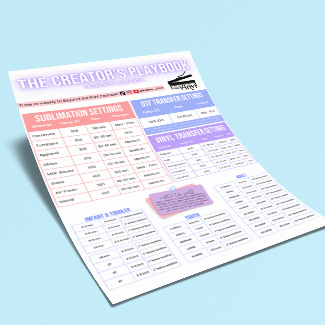 Settings & Sizing: Essential Guide to Sublimation, DTF Transfers + Design Sizing