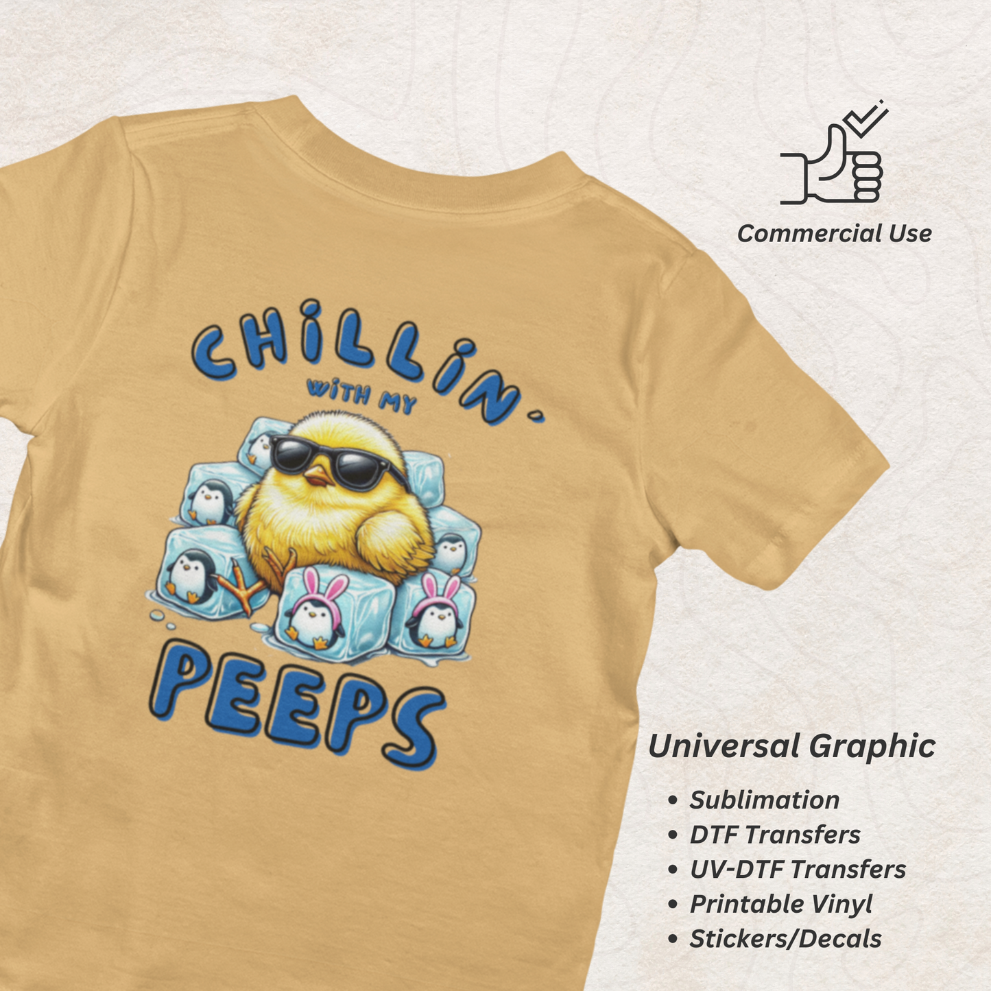 Chillin’ with My Peeps - Funny Easter Chick Digital PNG for Sublimation & Printing