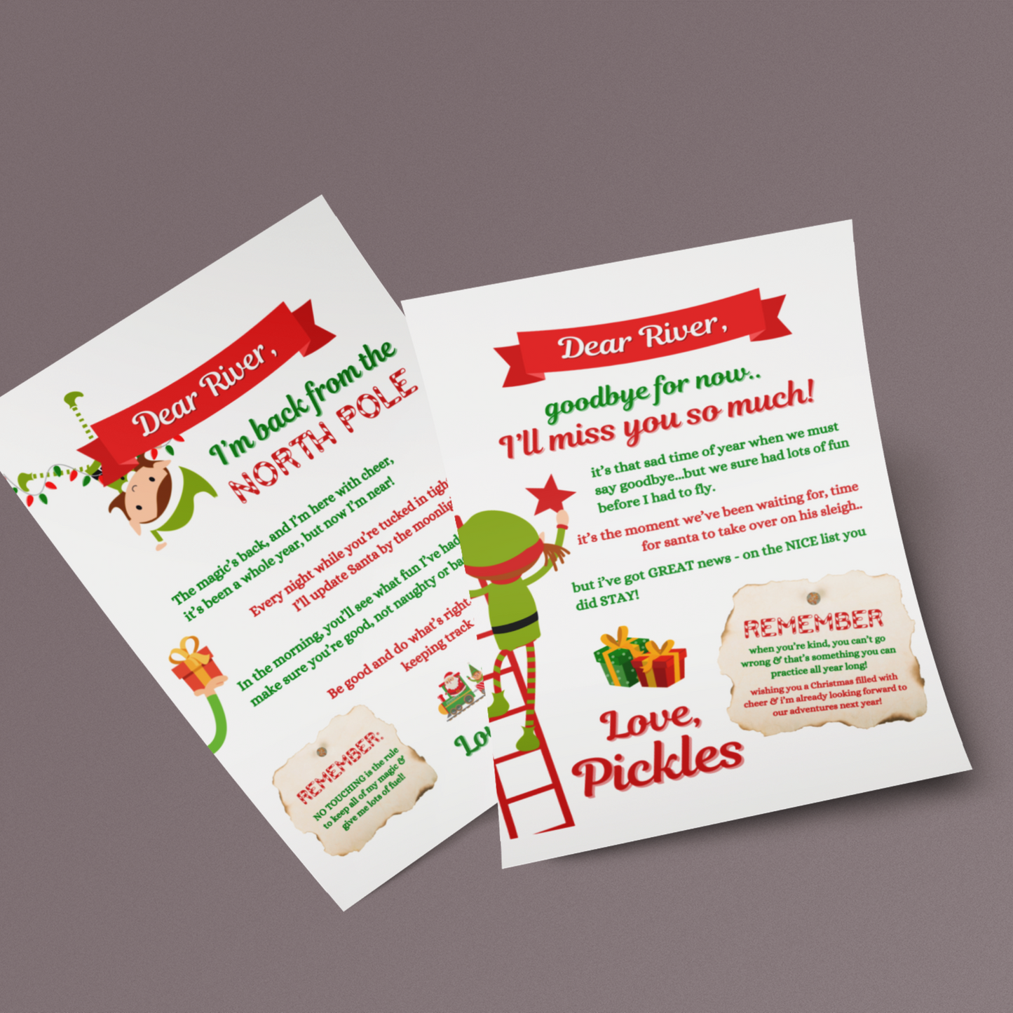 Editable Elf on the Shelf Hello & Goodbye Notes – 100% Customizable Canva Template – Instant Download & Print