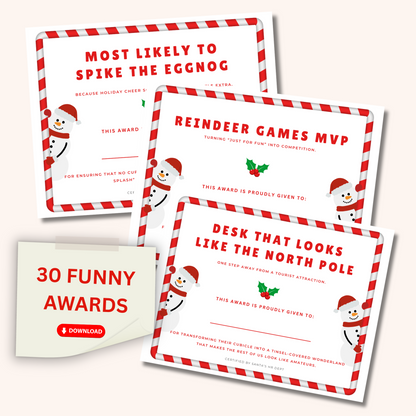 30 Funny Office Christmas Awards – Printable Holiday Party Certificates