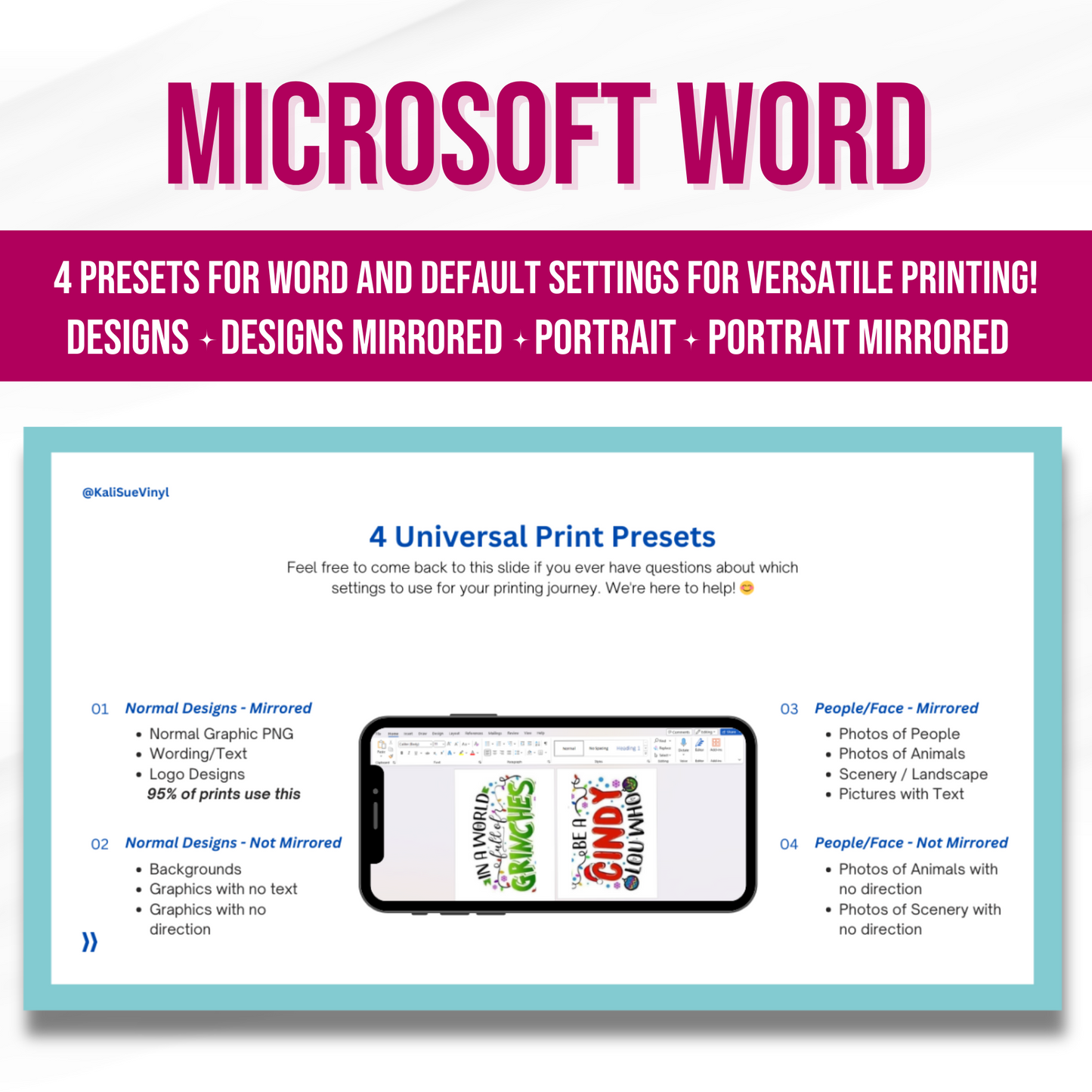 Sublimation CUSTOM PRINT SETTINGS Guide: 4 Saved Presets for Word + Default Settings Tutorial