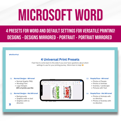Sublimation CUSTOM PRINT SETTINGS Guide: 4 Saved Presets for Word + Default Settings Tutorial