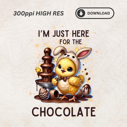 I’m Just Here for the Chocolate - Easter Chick Digital PNG for Sublimation & Printing