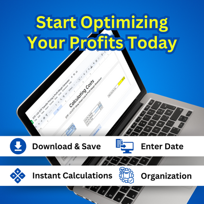 DTF TRANSFERS Cost & Profit Margin Calculator - Maximize Your Profits  – Editable Spreadsheet