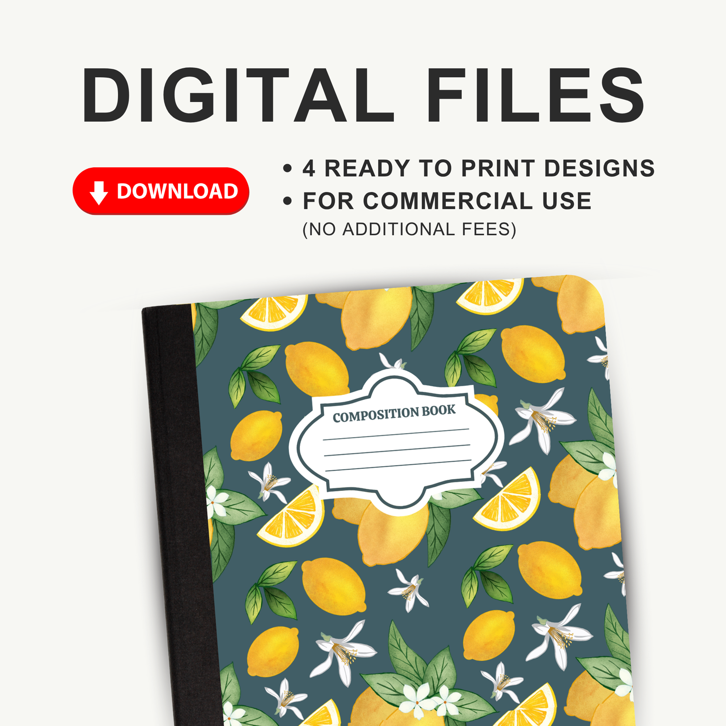 Classy Lemons - 4 Digital Notebook Cover