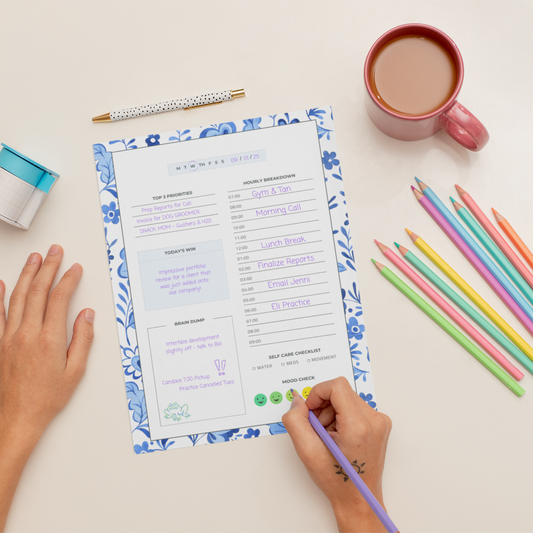 ADHD Daily Planner Printable | Minimal Hourly Schedule, Brain Dump & Self-Care Checklist