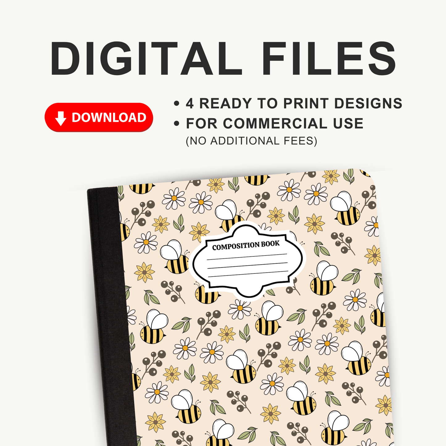 Honey Bees - 4 Digital Notebook Cover