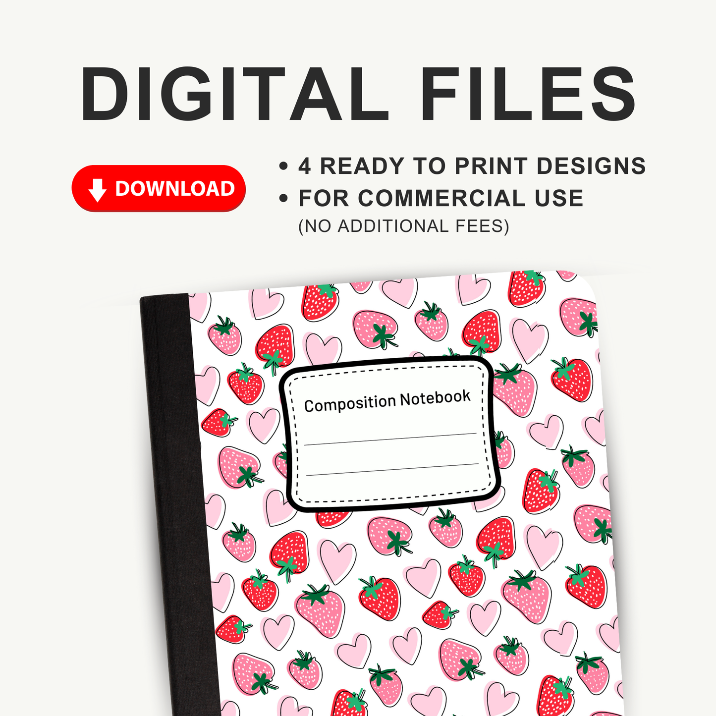 Strawberry - 4 Digital Notebook Cover