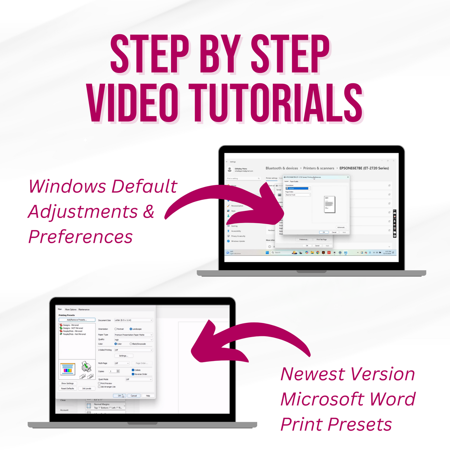 Sublimation CUSTOM PRINT SETTINGS Guide: 4 Saved Presets for Word + Default Settings Tutorial