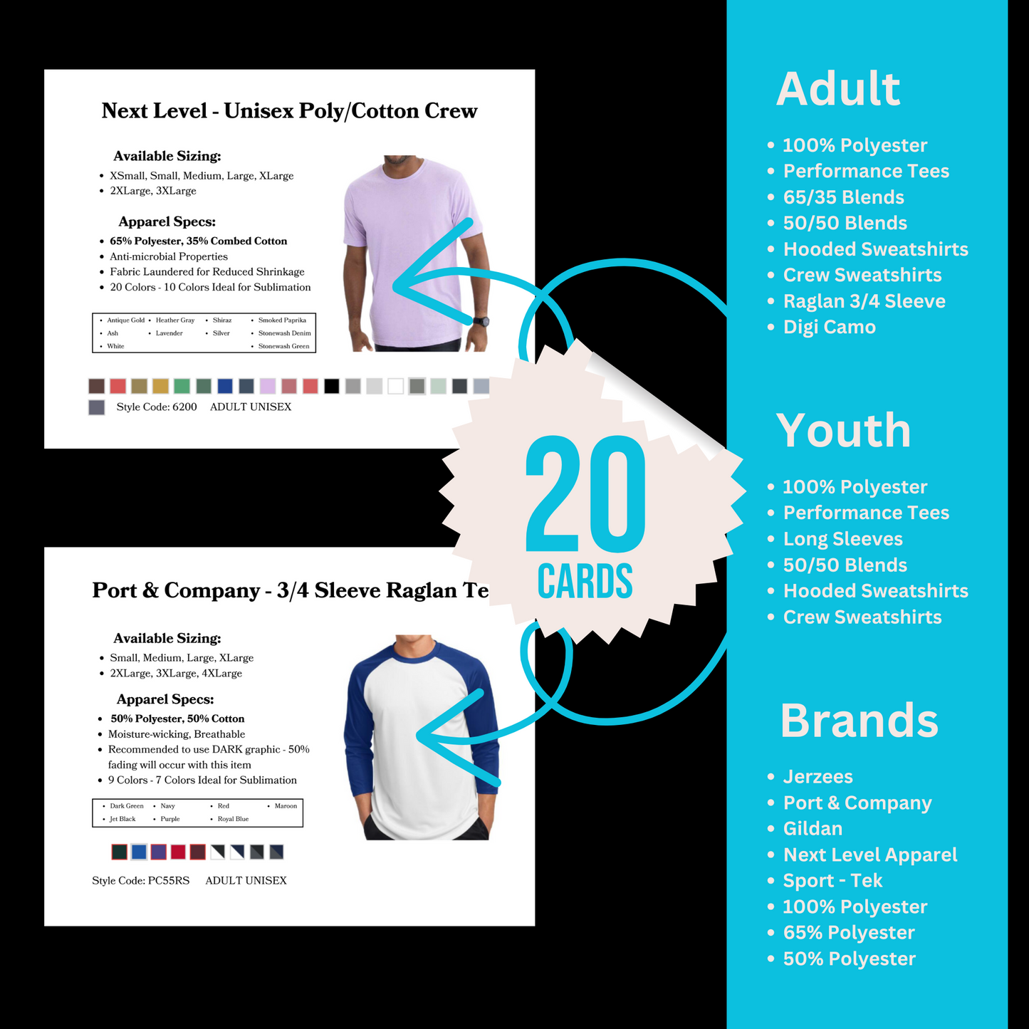 Sublimation Apparel Consultation Cards - 20 Exclusive Cards for Sublimation Apparel