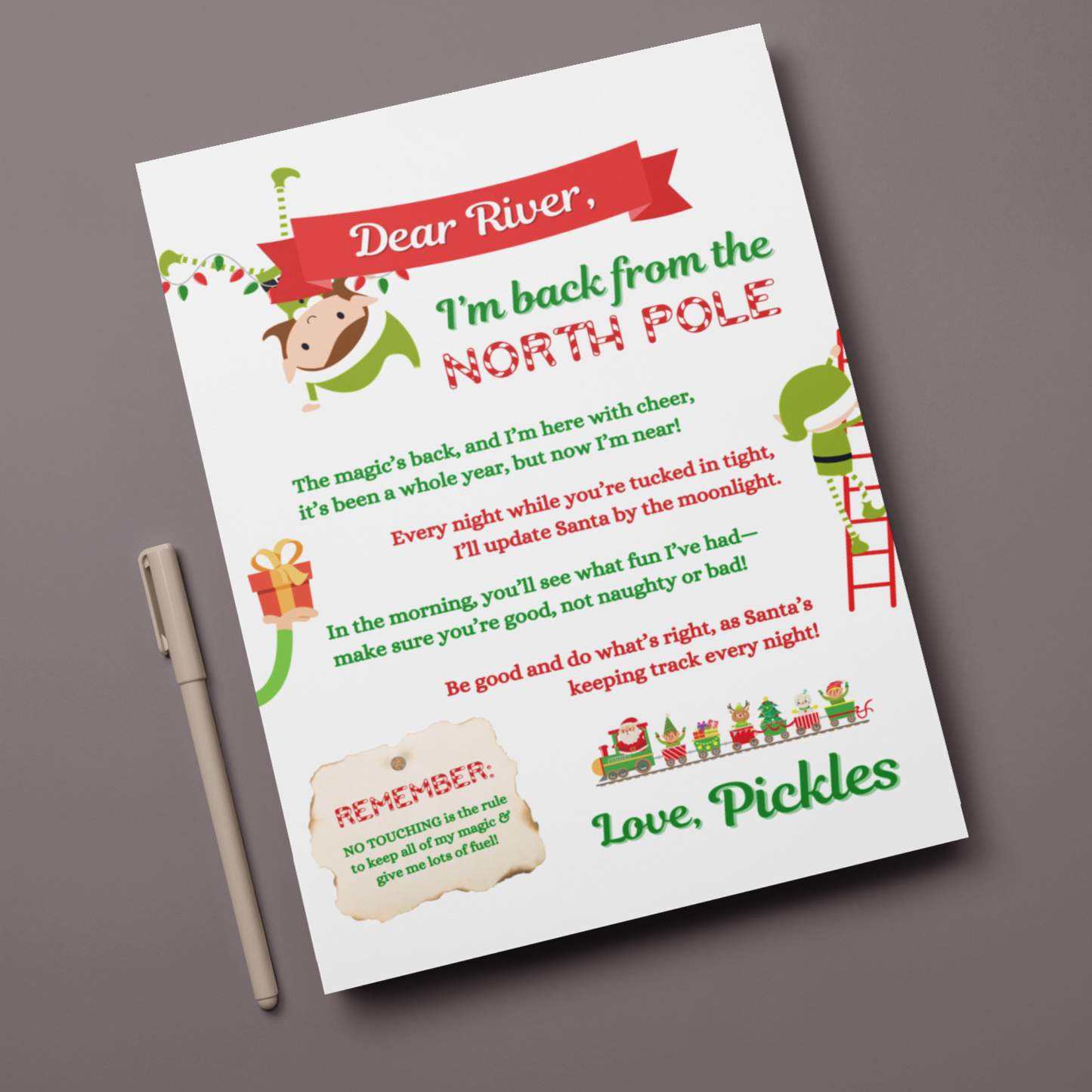 Editable Elf on the Shelf Hello & Goodbye Notes – 100% Customizable Canva Template – Instant Download & Print