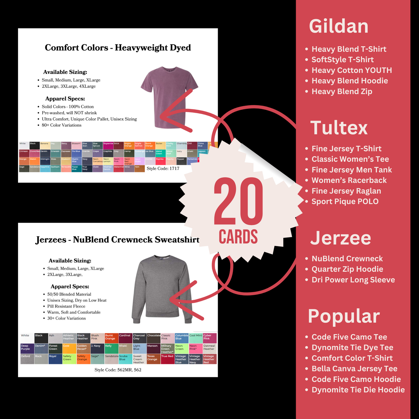 Consultation Cards DTF TRANSFERS - 20 Printable Apparel Consultation Cards for Custom Creators