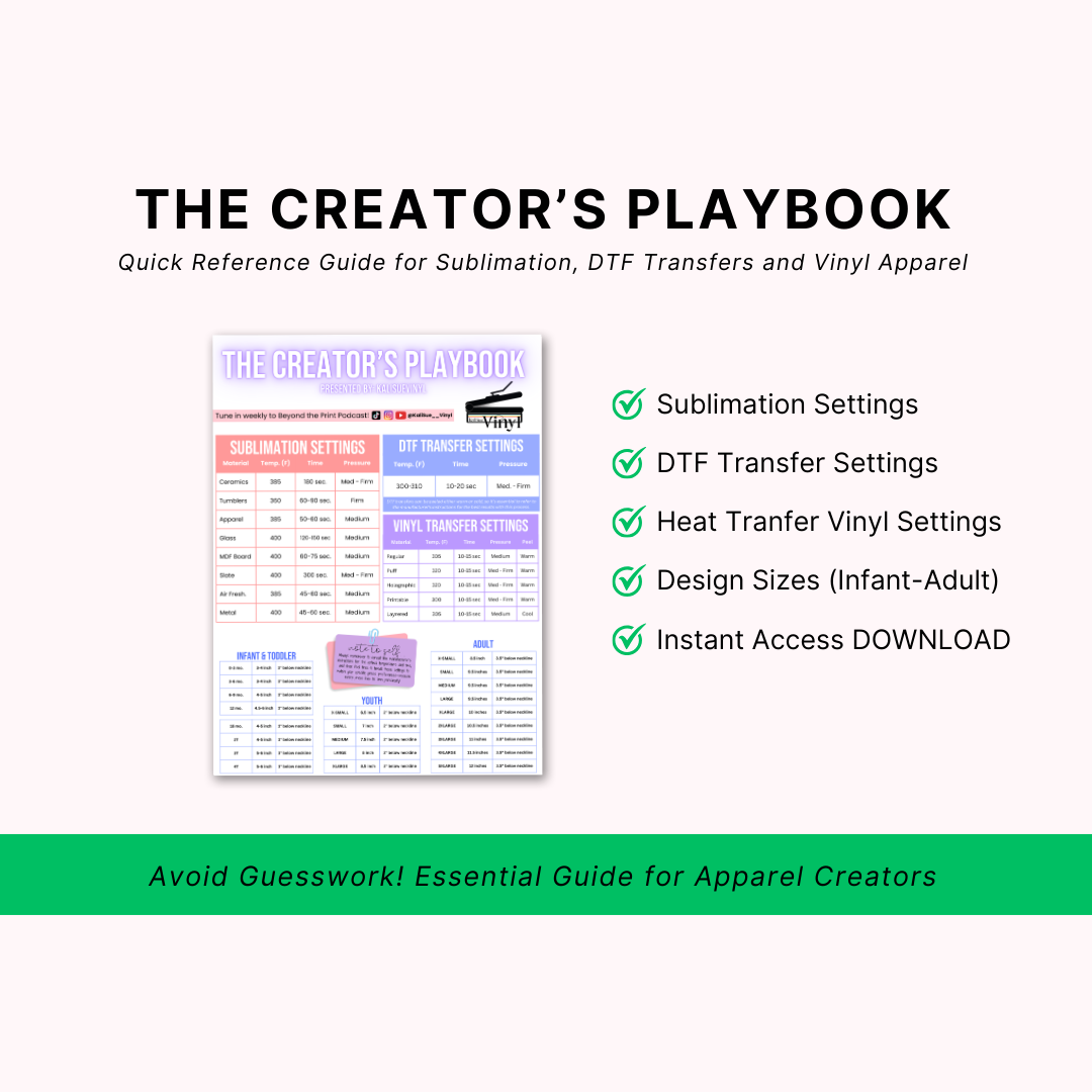 Settings & Sizing: Essential Guide to Sublimation, DTF Transfers + Design Sizing