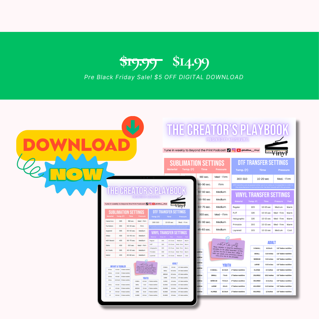 Settings & Sizing: Essential Guide to Sublimation, DTF Transfers + Design Sizing