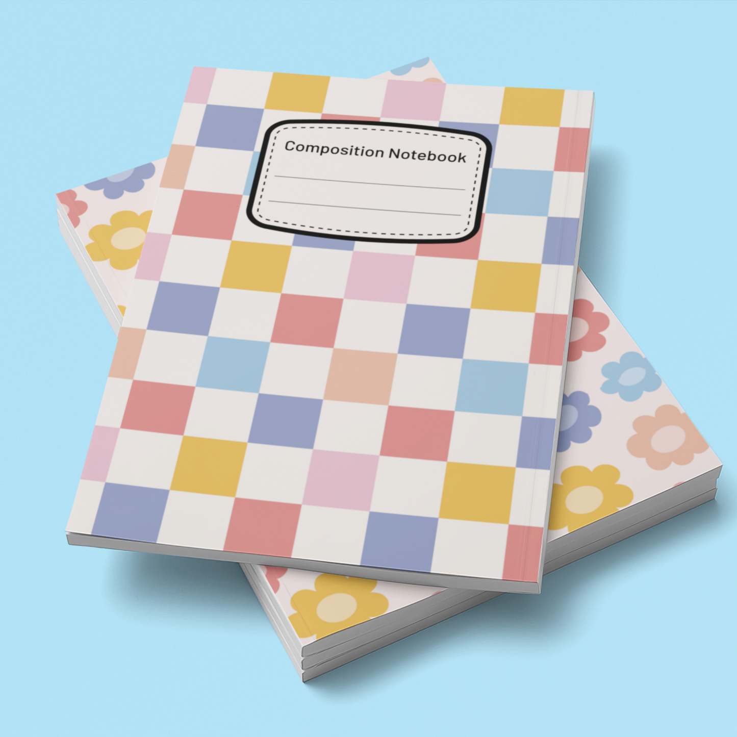 Checkers + Floral - 4 Digital Notebook Cover